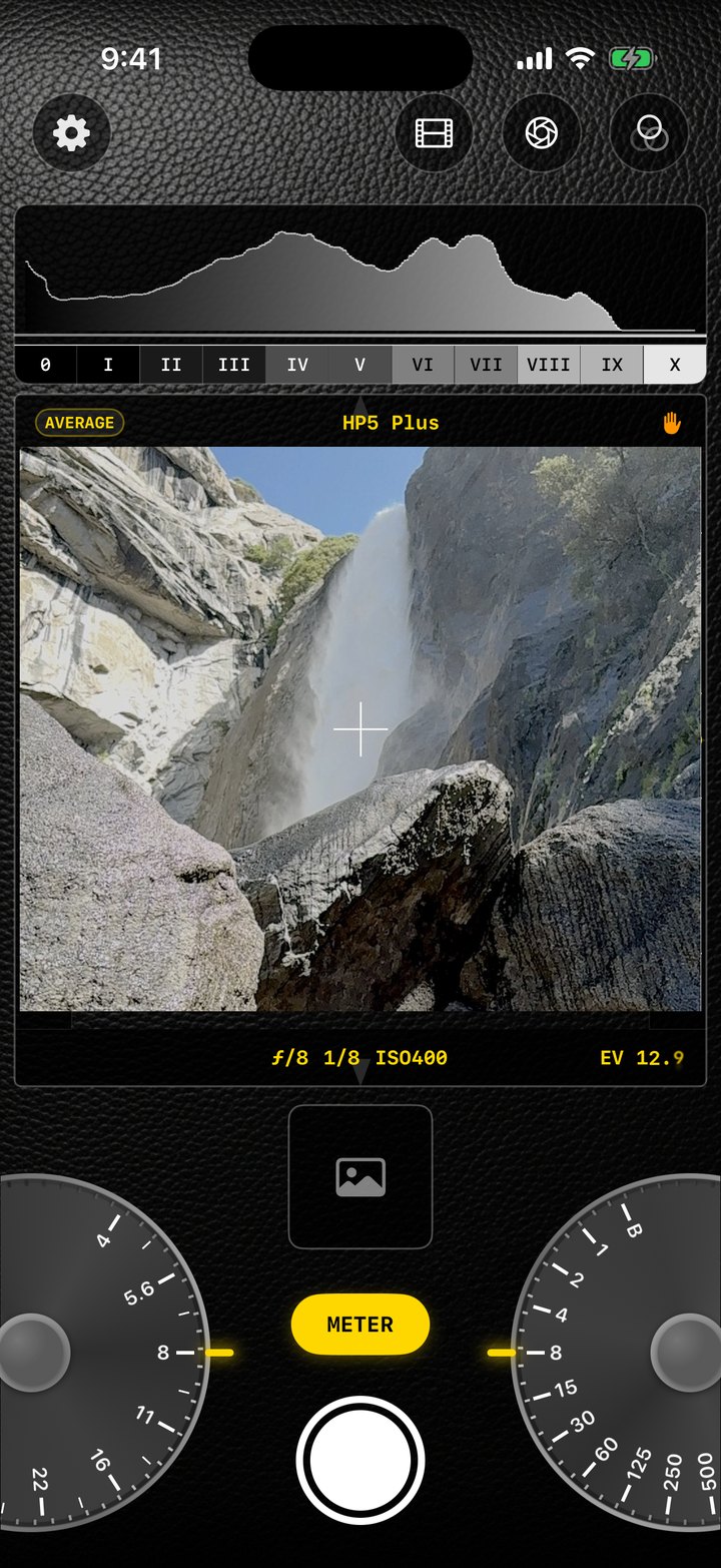 GlassMeter spot metering — Yosemite Falls